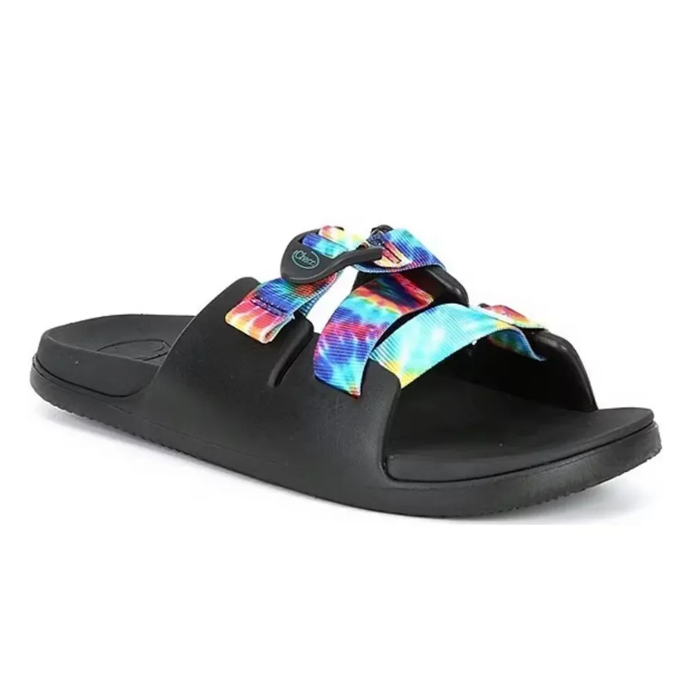Chaco Kids' Chillos Tie-Dye Slides (Youth) Size  3 Black‎ Tie Dye New